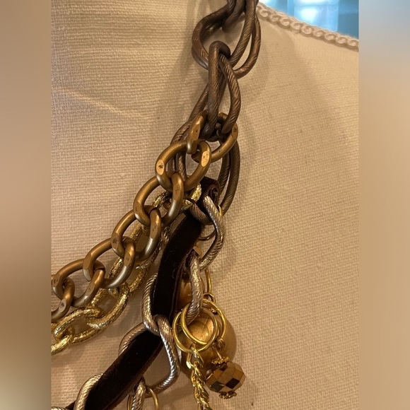 Charm Necklace Chain Links Large Big Necklace Assorted of Chains Pearls Charms - Picture 6 of 14